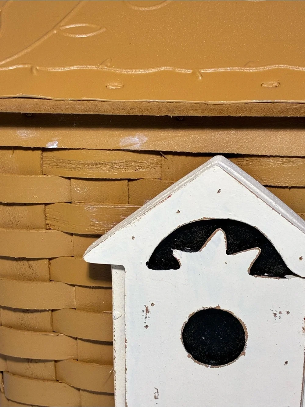 A.T. Imports Woven Wood Cottage Birdhouse Basket Farmhouse Decor